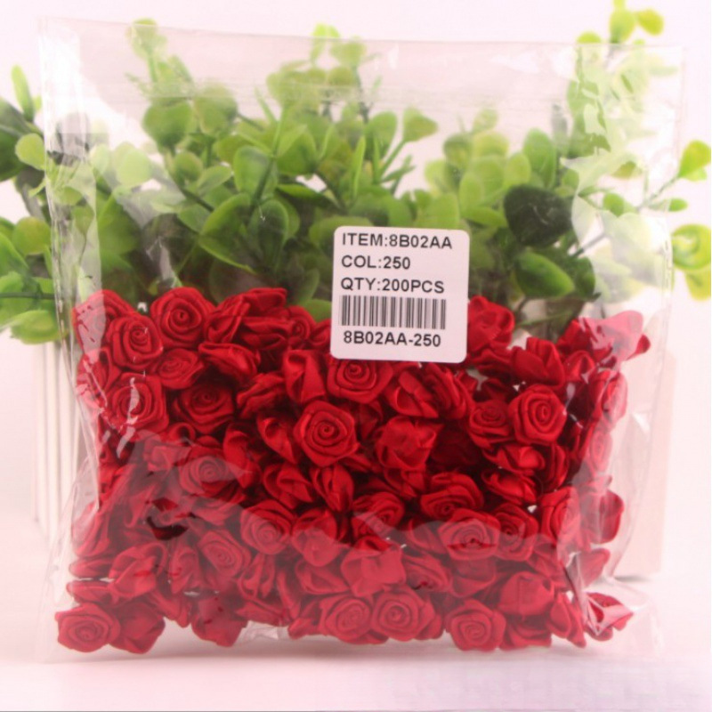 1cm 1.5cm Mini Handmade Ribbon Roses DIY Hair Accessories Jewelry Ribbon Decorative Flowers