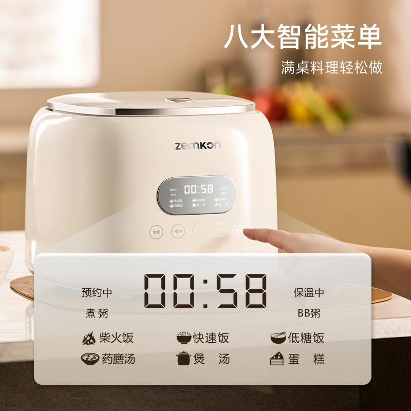 German Zemkon Rice Cooker Stainless Steel 0 Coating 3-4 People Mini Household Rice Soup Separation 2 to 3 People Rice Cooker