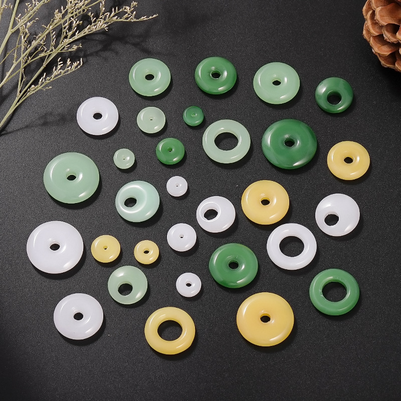 New Chinese Style Ping An Buckle Glass Accessories Imitation Jade Ping An Buckle White Jade Topaz Princess Buckle Necklace DIY Pendant Pendant