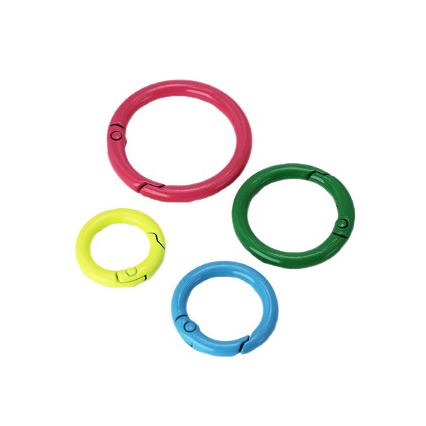 Colorful Spring Ring Zinc Alloy Spray Paint Baked Paint Ring Keychain Open Ring Handmade Accessories Bag Buckle Wholesale