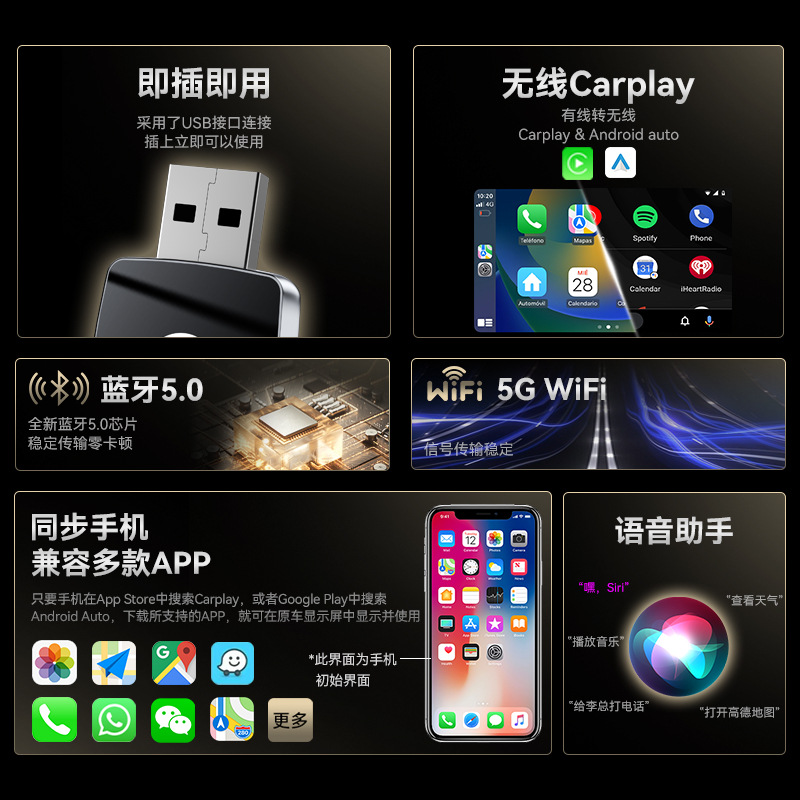 Hot-Selling Car Interconnection Box 2-in-1 Smart Portable Carplay Module Android Autocarplay Box