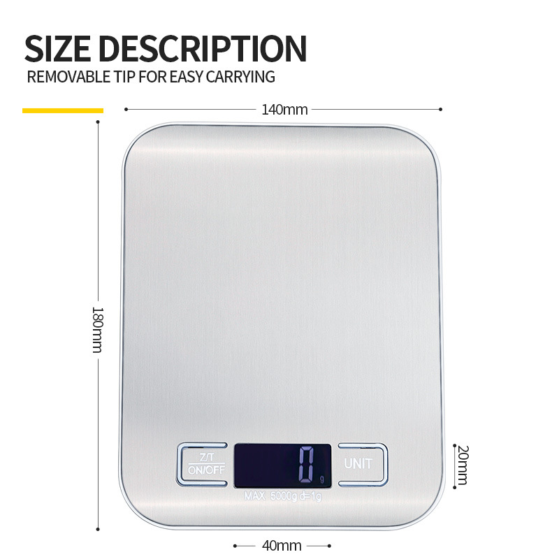 Cross-Border Wholesale Healthy Diet Scale Large Range Wear-Resistant Base Waterproof and Moisture-Proof Stainless Steel Electronic Scale One-Click Peeling