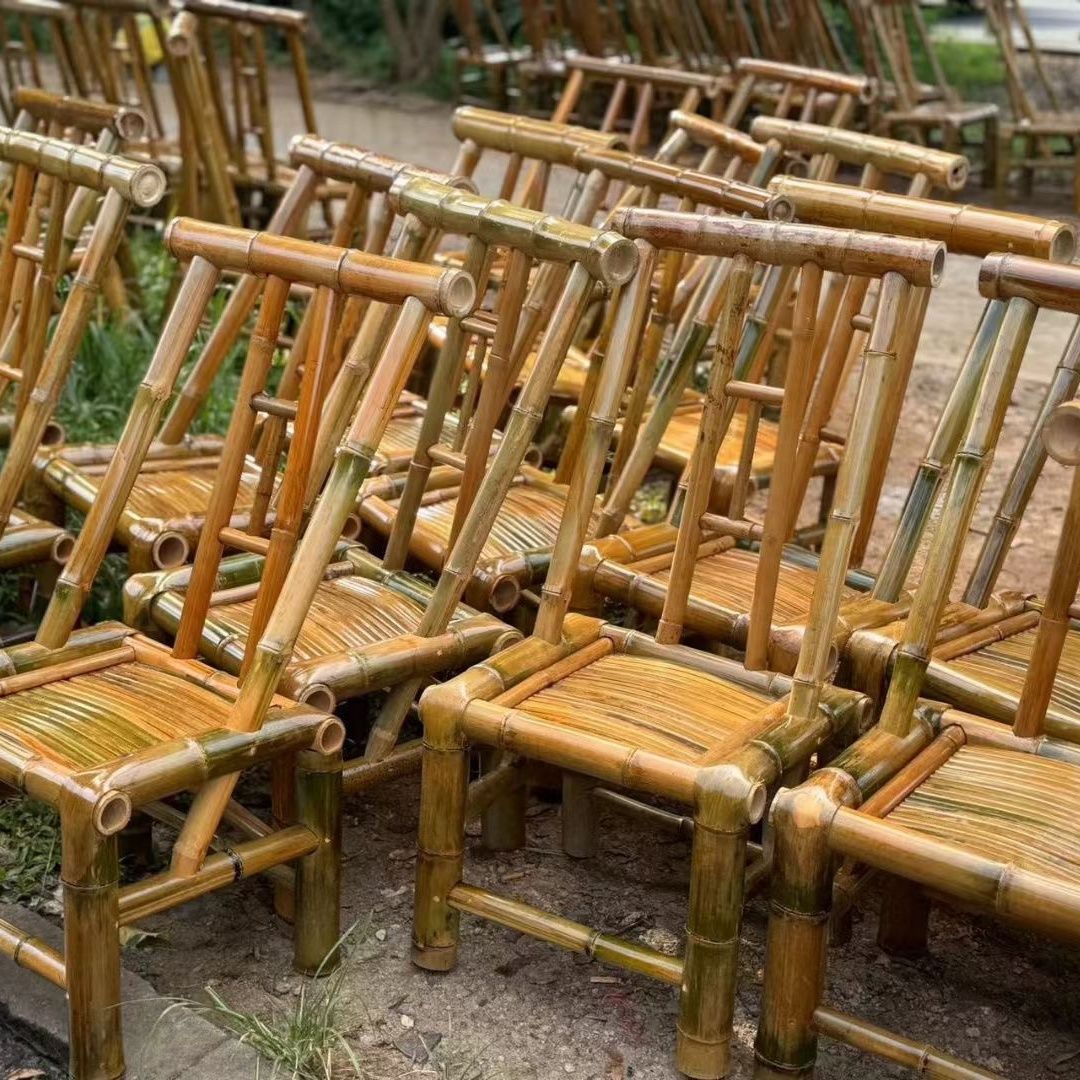 Old-Fashioned Bamboo Chair with Backrest, Suitable for Tea Brewing, Hot Pot, Children's Chair, Household Handmade Bamboo Chair, Bamboo Weaving Bamboo Chair for Outdoor Use