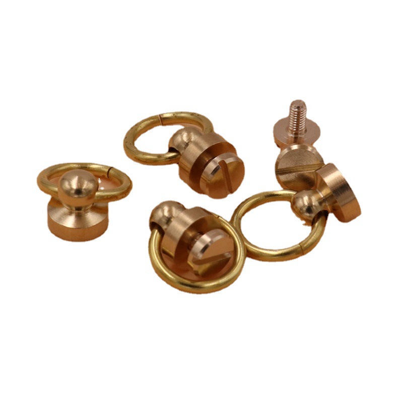 Brass monk head with ring pacifier nail DIY handmade leather luggage hardware accessories pure copper handle monk head