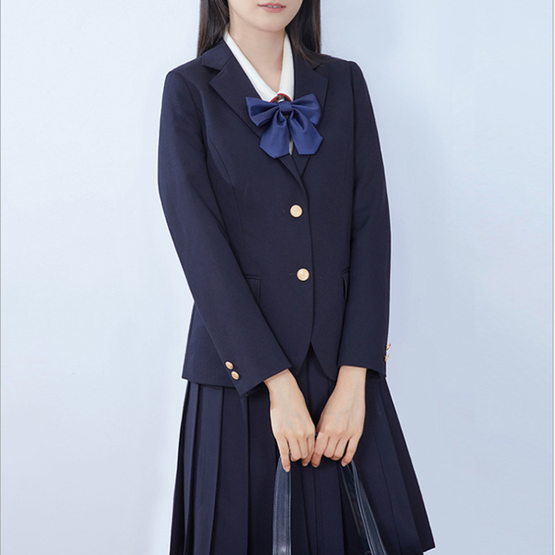 Original Two-Button Solid Color Blazer Japanese School Style Jk Uniform Gold Button Decoration Slim Fit Suit with Shoulder Pads