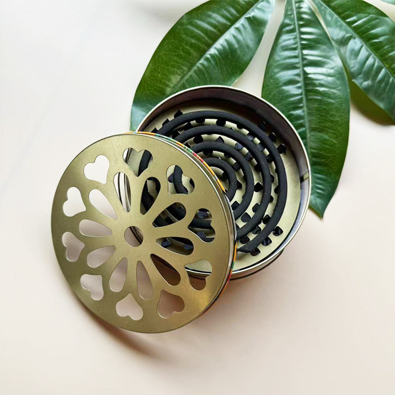 Heightened and Thickeneded Satchel Heart Mosquito Coil Box Household Commercial Mosquito Coil Sandalwood Gray Rack Fireproof Metal Tray