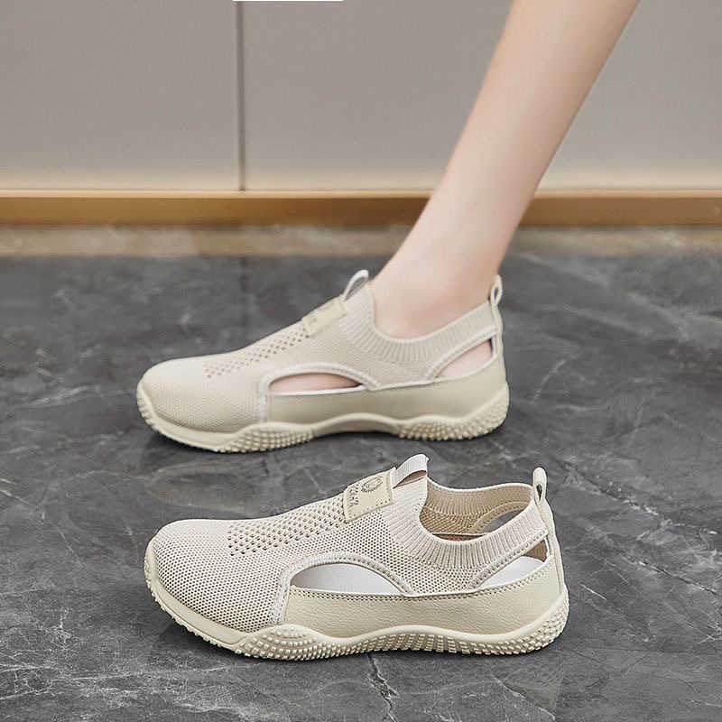 2025 White Shoes for Women Summer New K-Style Ins Female Students Casual Cut Out Versatile Fly Woven Women's Shoes