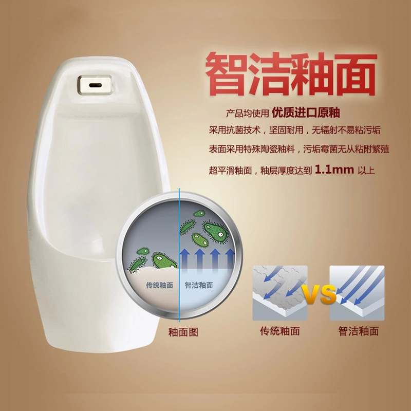 Ceramic Urinal Built-in Induction Hanging Urinal Water-saving Type Wall Row Men's Urinal Bucket American Bathroom XD