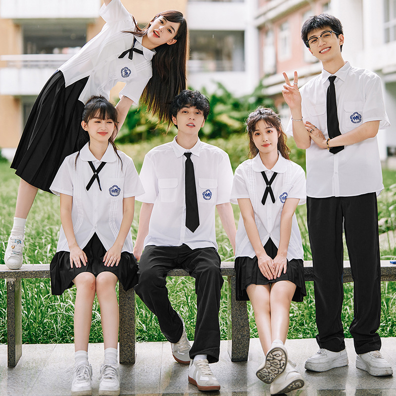 Taiwan affiliated high school genuine school uniform female high school academic style student white shirt jk uniform suit summer graduation season