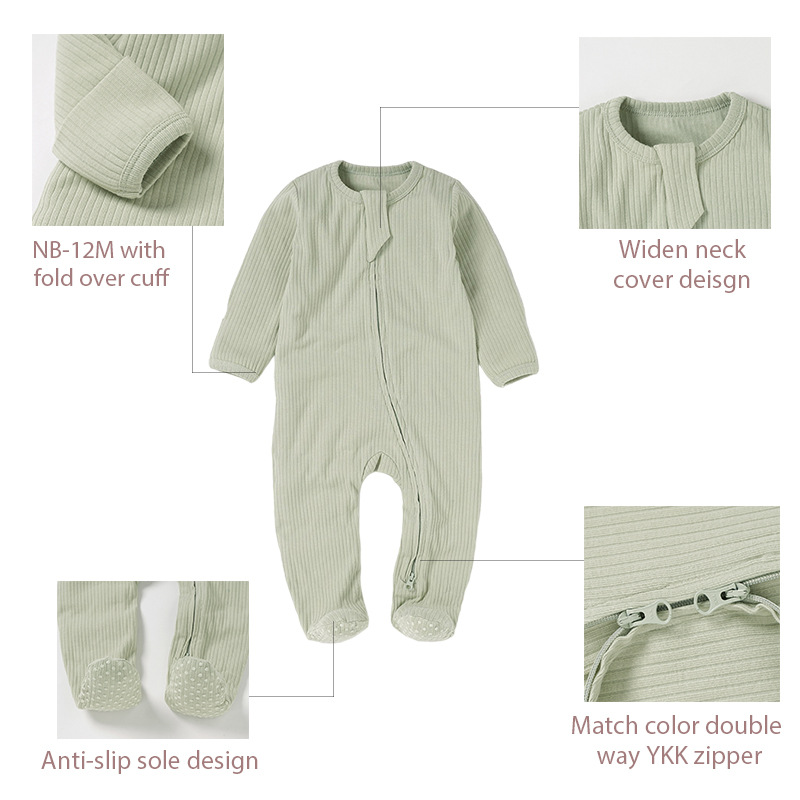 Foreign Trade Baby Jumpsuit Pit Strip Cloth Crawling Suit Knitted Harem Organic Cotton Baby Crawling Suit Foot-Covering Baby Jumpsuit