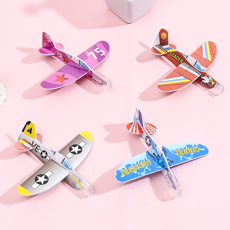 Cartoon mini foam small plane DIY puzzle children's educational toys kindergarten gift aviation model wholesale
