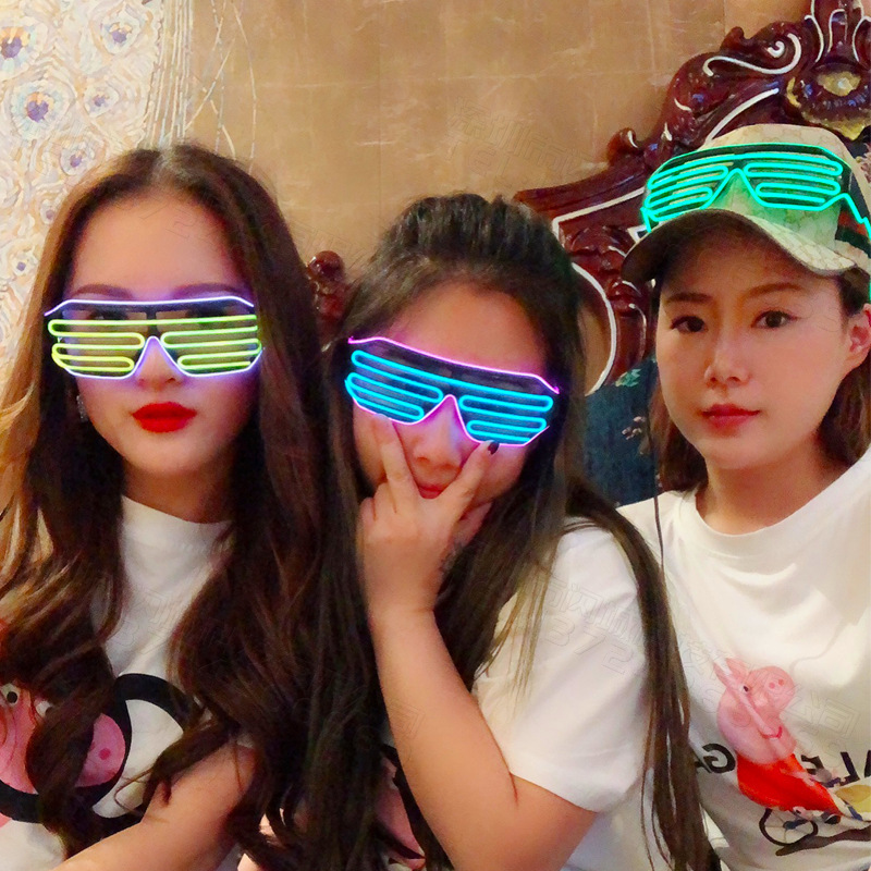 Trendy Multi-Page Window Light-Emitting Glasses, Cold Light Sunglasses, Same Style Led Sunglasses, Flashing Two-Color and Single-Color Glasses