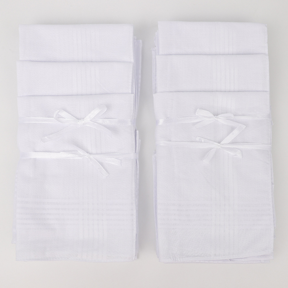 38cm Amazon Pure Cotton Cross-Border Men's Handkerchief European and American Wedding and Funeral Universal White Handkerchief Painting Sweat Towel Pure White Square Towel