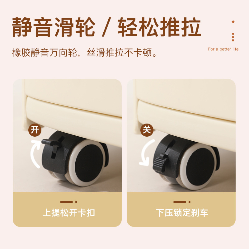 Red Wine Trolley Household Storage Rack Kitchen Floor-Standing Mobile Wheeled Three-Layer Storage Rack Trolley Wine Cabinet