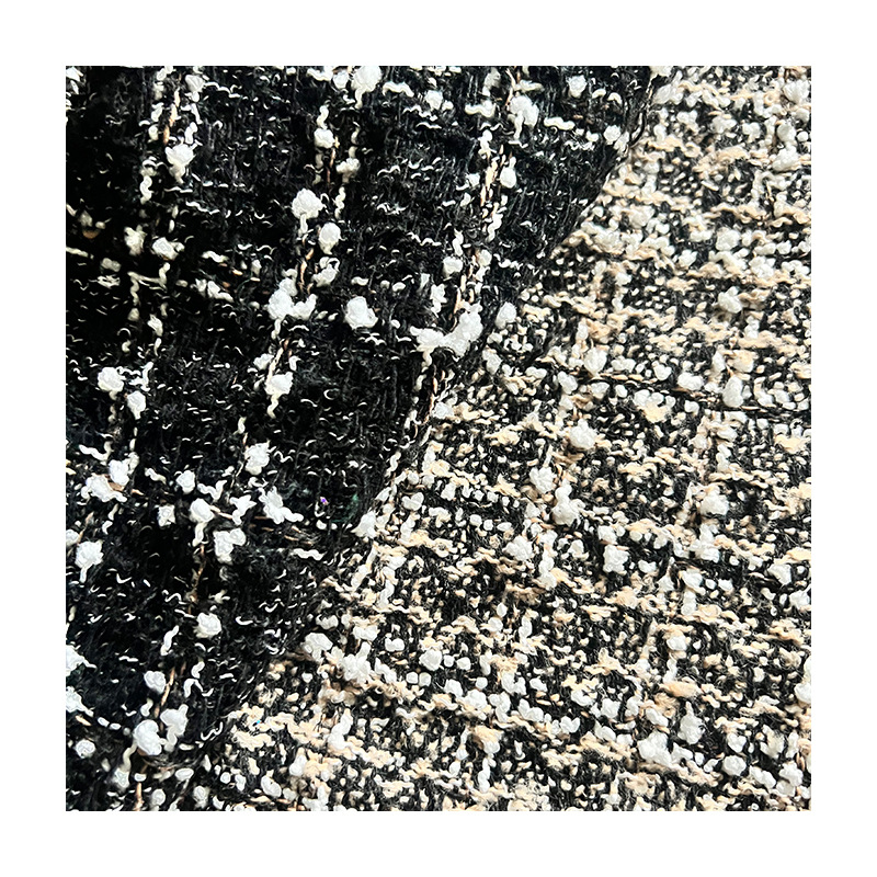 In stock Chanel style wool woven fabric retro style woven woolen plaid clothing bag fabric