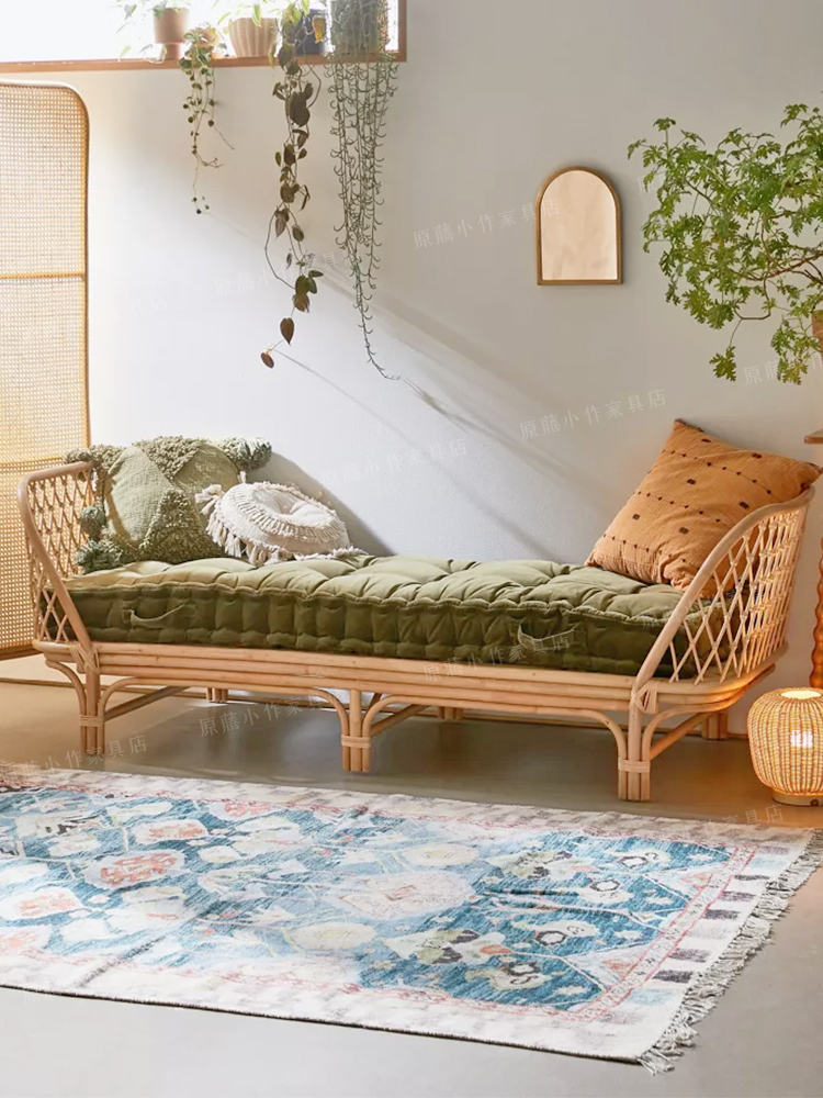 Real Rattan Kidsren's Bed B&B Hotel Single Kids Bed Ins Scandinavian Japanese Rattan Bed Rattan Chair Double Sofa Bed