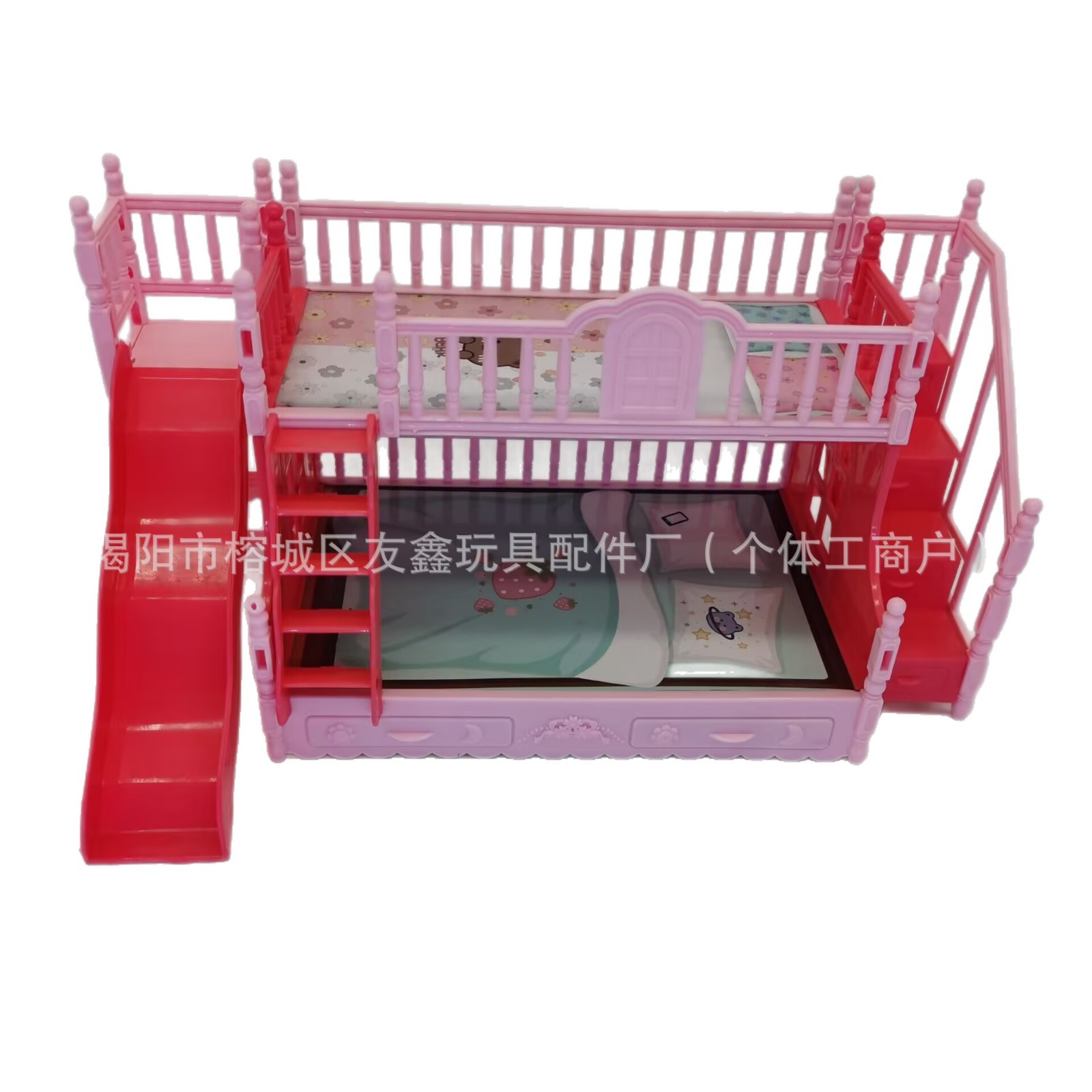 New Doll Bunk Bed Slide European Style Bunk Bed Set Play House Doll House Room Furniture Accessories