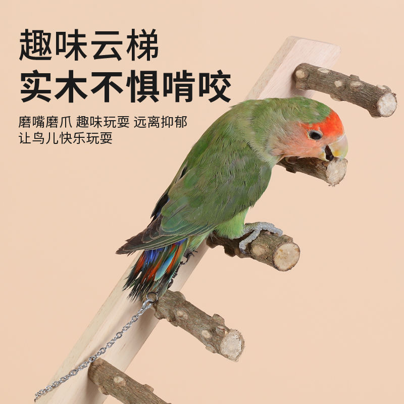 Tiger Skin Peony Parrot Toy Bird Interactive Ladder Climbing Rope Swing Accessories Supplies Ladder Wooden Ladder Grinding Claw Mouth