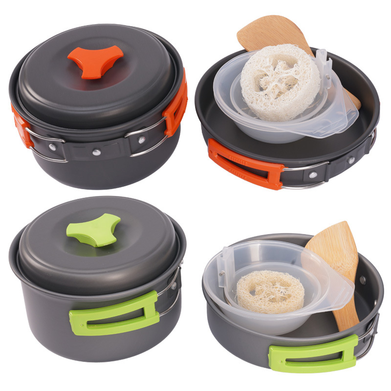 Outdoor camping set pot DS-200 portable tableware 1-2 people hiking equipment stove non-stick pot barbecue hanging pot