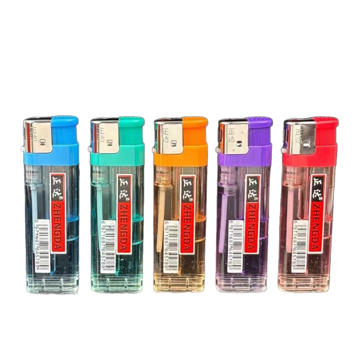 Brand 809 One-Dollar Electronic Open Flame Lighter, Thickened and Widened Version, Durable, Transparent with Colorful Printing, Visible Gas Refillable