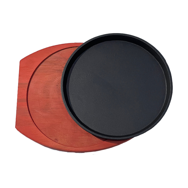 Factory Direct Supply cast iron baking pan Street steak Western style iron plate rice gas induction cooker round Commercial Iron Plate roast