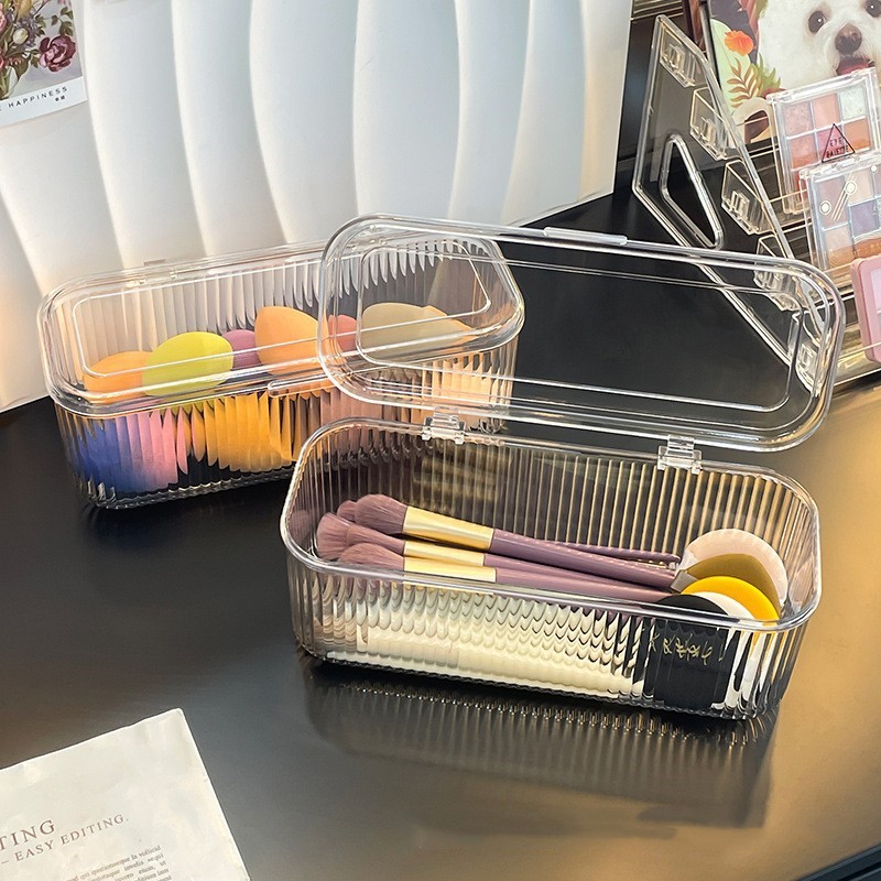 Cosmetic Storage Box Acrylic Plastic Transparent Pen Holder Makeup Brush Storage Bucket Student Stationery Nail Art Storage Box
