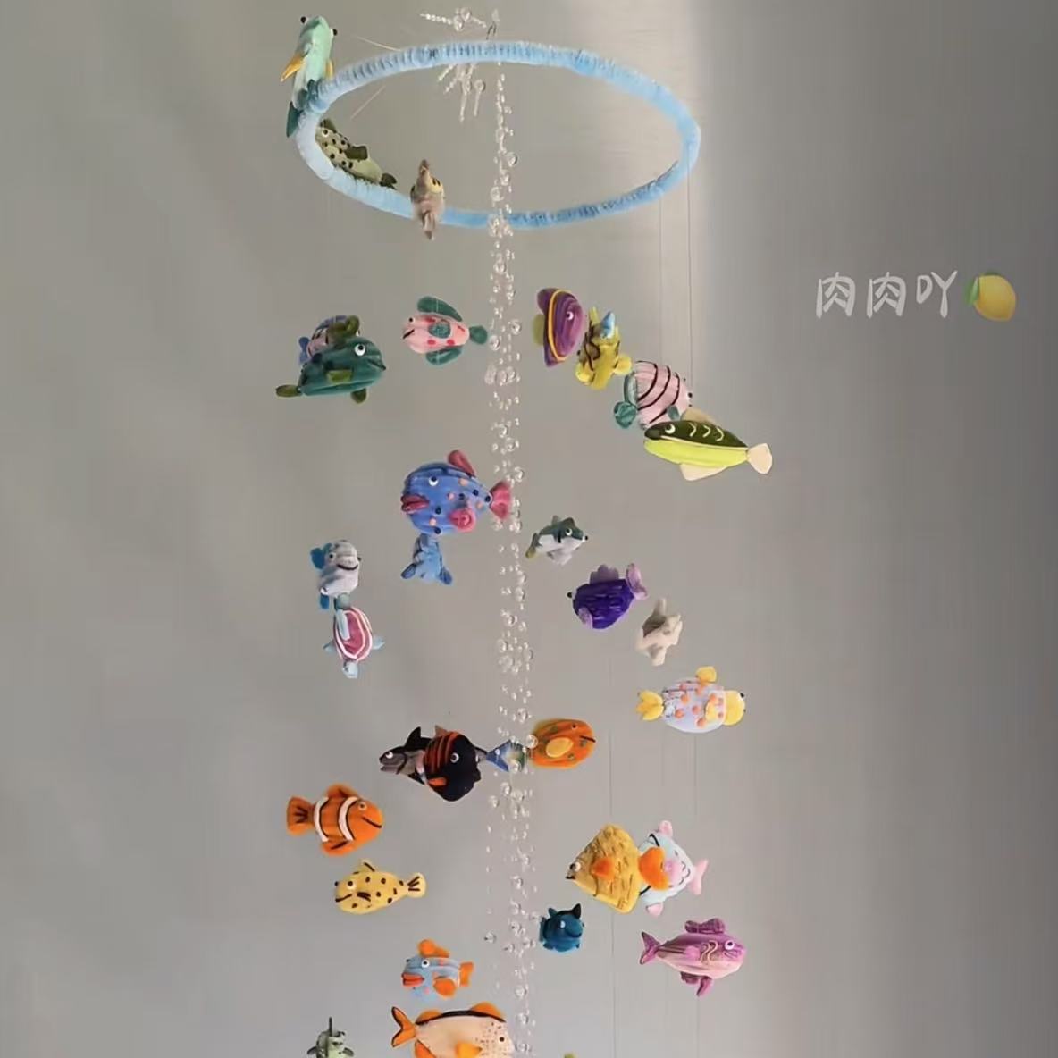 Little Red Book's Same Style Twist Stick Ocean Fish Wind Chime Aerial Hanging Material Package Handmade DIY Gift for Besties and Friends