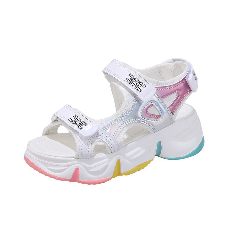 Rainbow bottom plus size sandals for women ins trendy 2022 new summer student fairy style platform sandals beach shoes