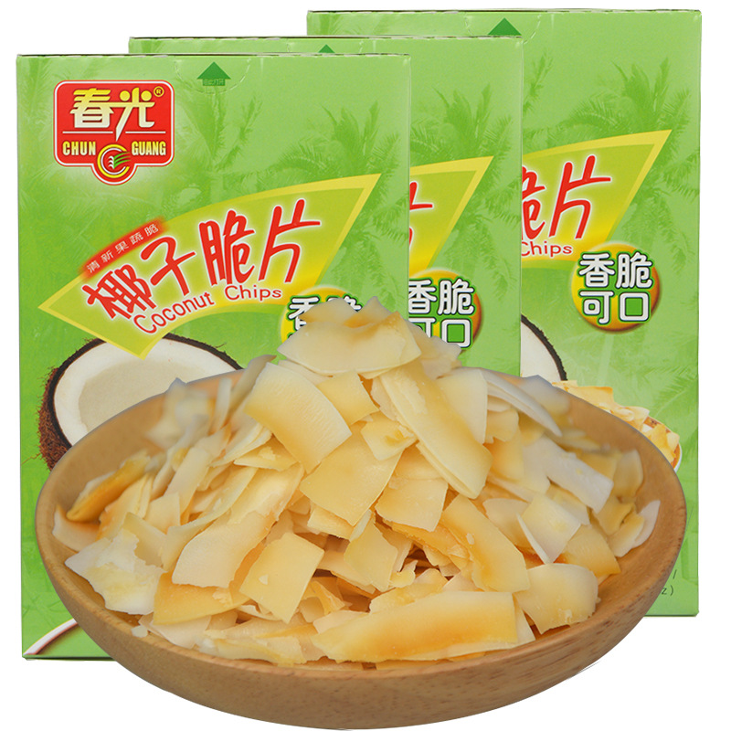 Hainan specialty spring coconut chips original flavor crispy coconut chips 60 g/box dried fruit snack food