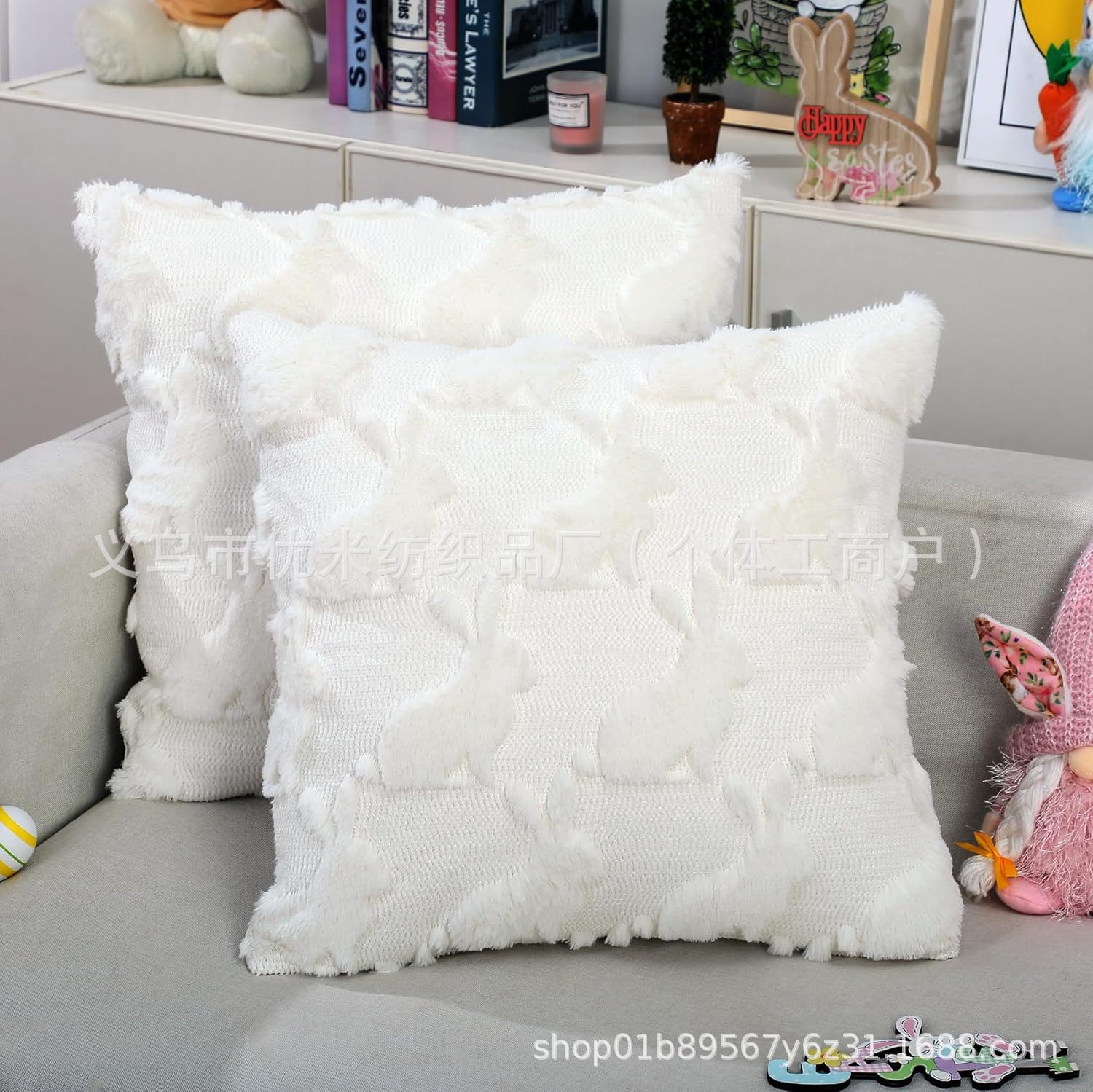Cross-Border New Easter Rabbit Pillow Case Three-Dimensional Plush Sofa Pillow Bedside Pillow Cushion Cover Wholesale