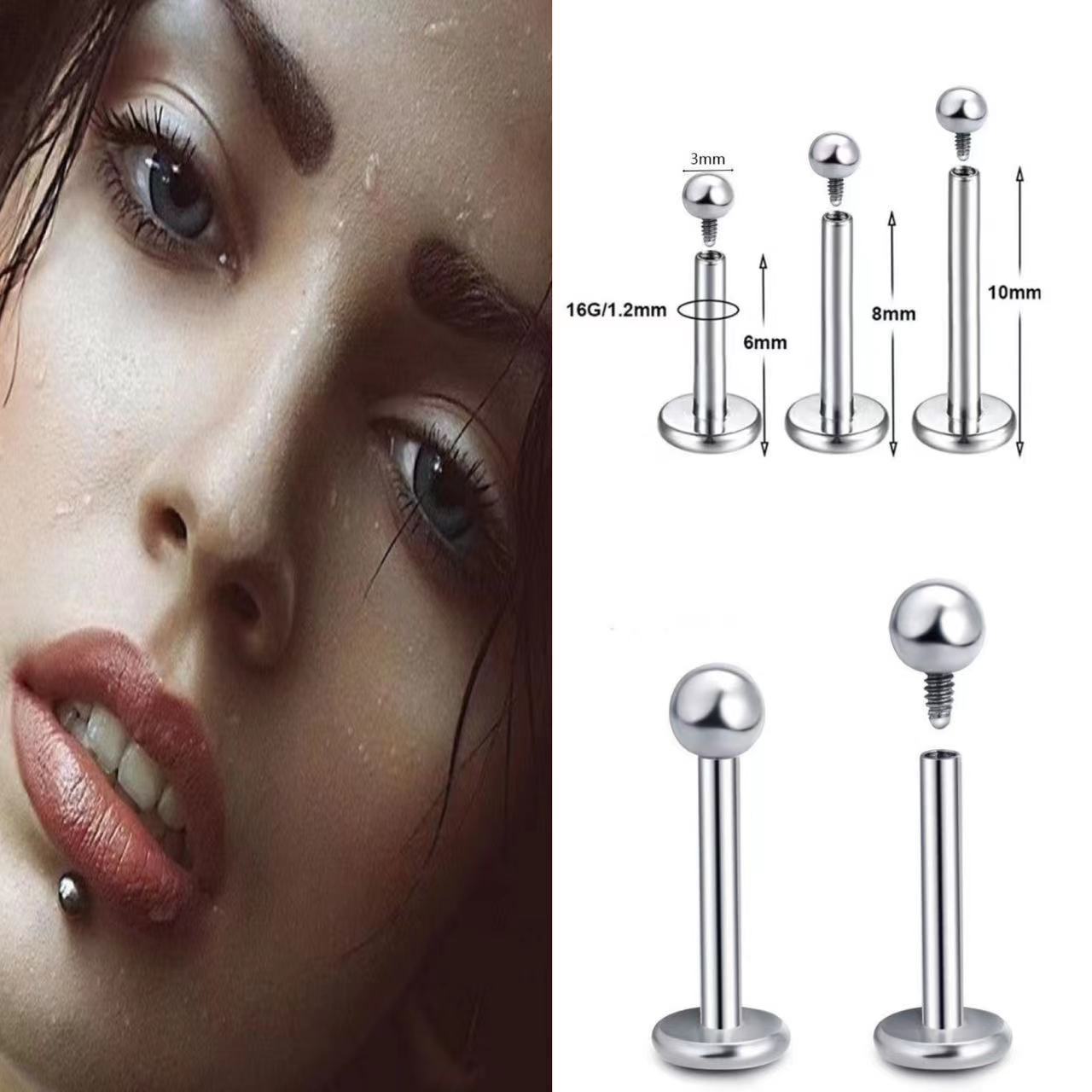 Титановые стальные неаллергенные серьги с внутренними зубцами, внешние зубцы, шарик 16G, ювелирные изделия для пирсинга тела в тренде