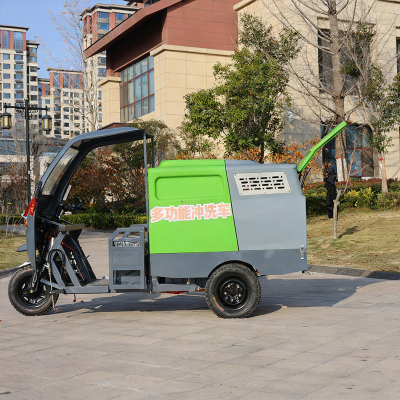 Small Electric Three-Wheel High-Pressure Cleaning Vehicle Community Property Street Sanitation Cleaning New Energy Multi-Functional Washing Vehicle
