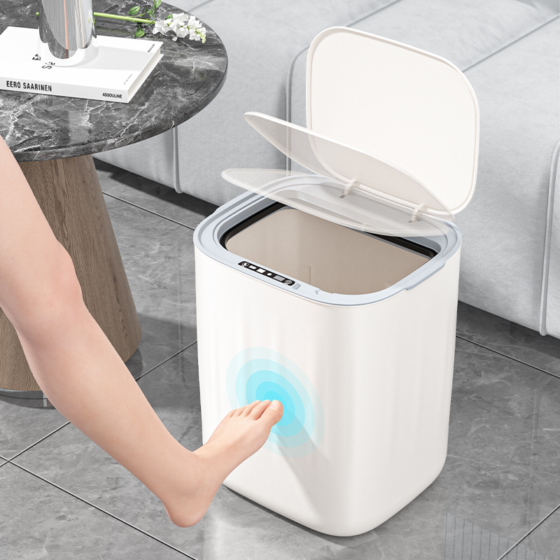 New Rechargeable Smart Trash Can, Fully Automatic Sensor Living Room and Bathroom Kick-Free Contactless Smart Trash Can