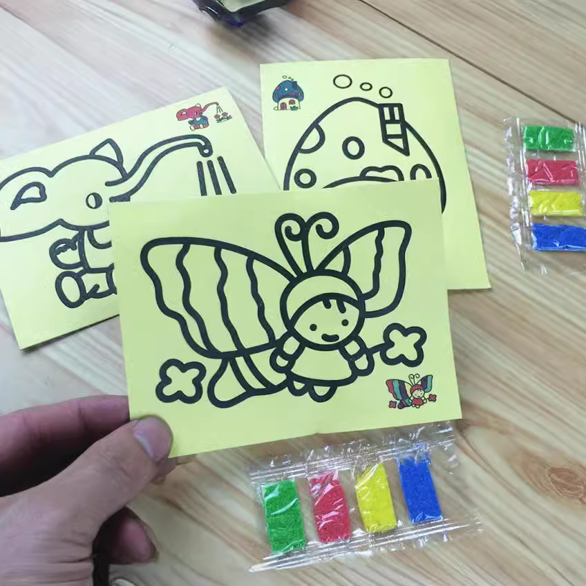 Ручная песочная живопись, желтая, маленький размер, 11.4x8.5 см, образовательная песочная живопись для детей