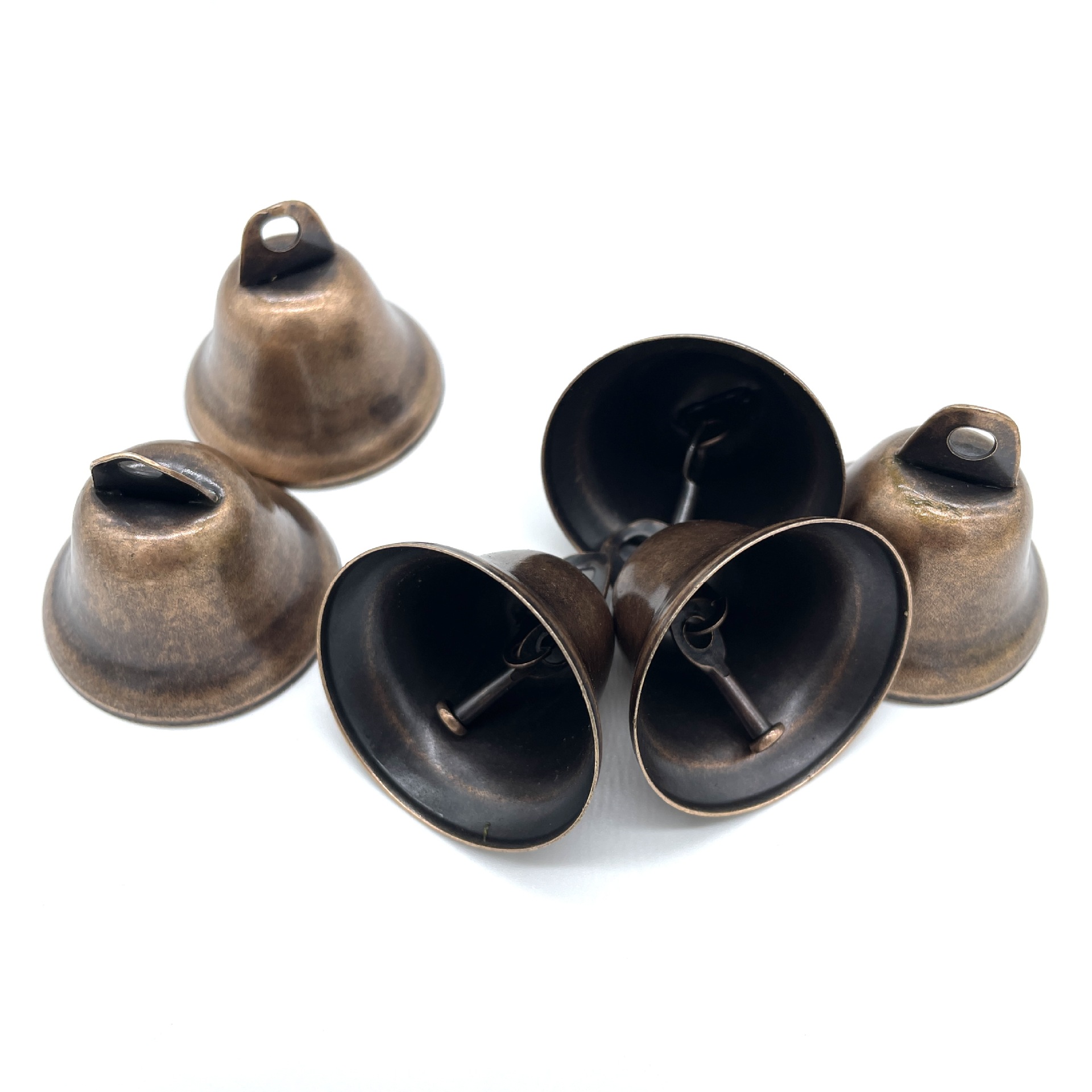 Retro color 38mm open bell hanging hammer horn bell thickened diy wind chime Christmas bell accessories nickel plated