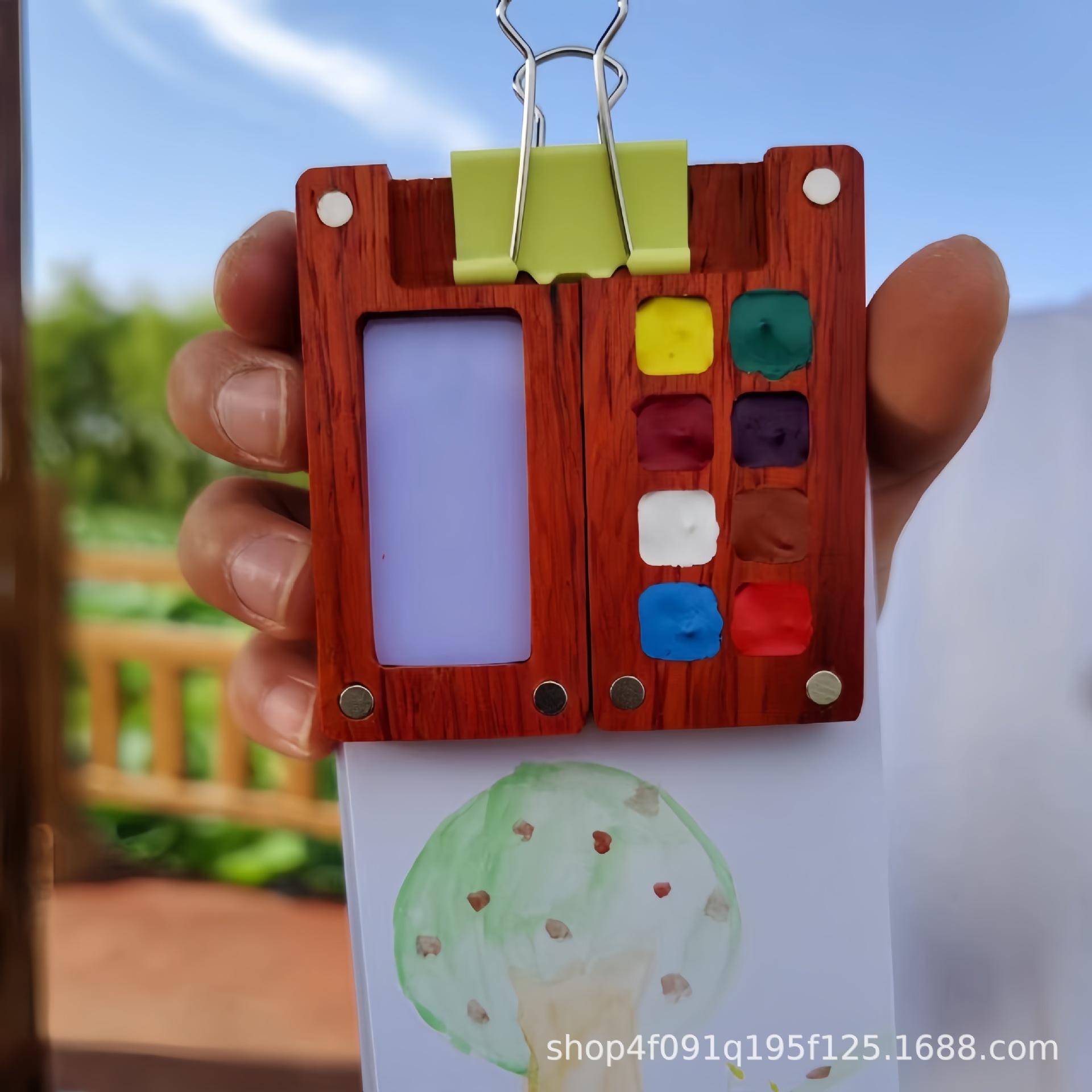 Ореховая палитра Удобная мини-коробка для красок Креативные акварельные краски Складная художественная палитра для студентов