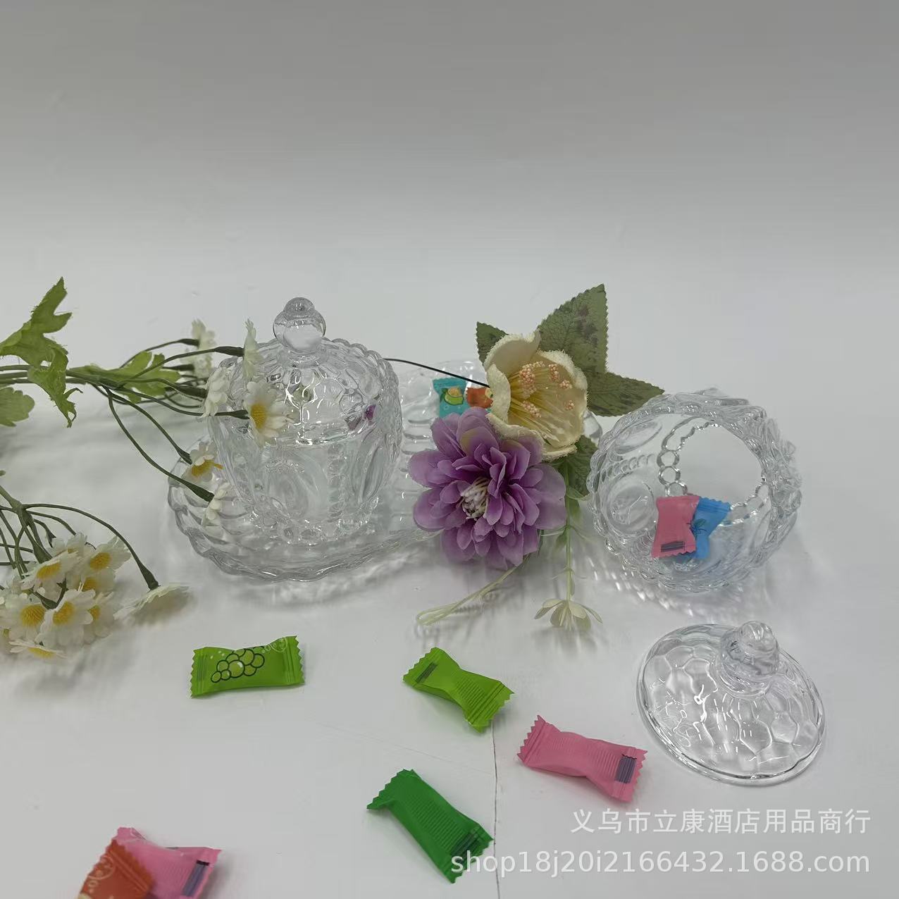 Glass Storage Jar Sugar Jar Transparent Glass Candle Holder Candy Box European Sugar Jar Dried Fruit Snack Jar Cross-Border Wholesale