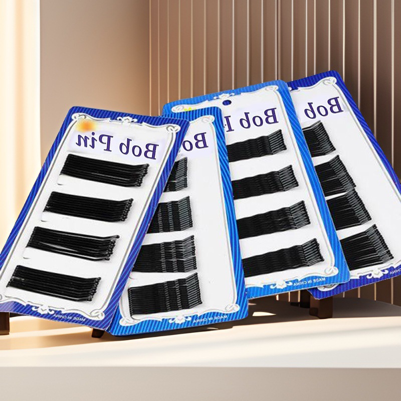 Black One-Word Hairpin Spray-Painted Edge Bangs Hairpin Invisible Headwear Wavy Hair Fixed U-Shaped Clip 10 Cards