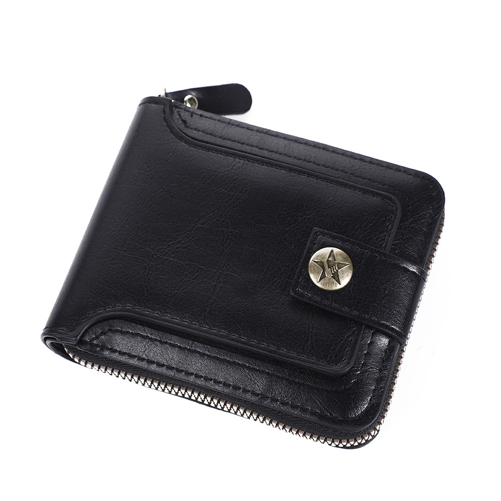 Cross-Border Men's Wallet Short Retro Fashion Multi-Card Slot Large Capacity Wallet Amazon Popular Coin Zipper Bag