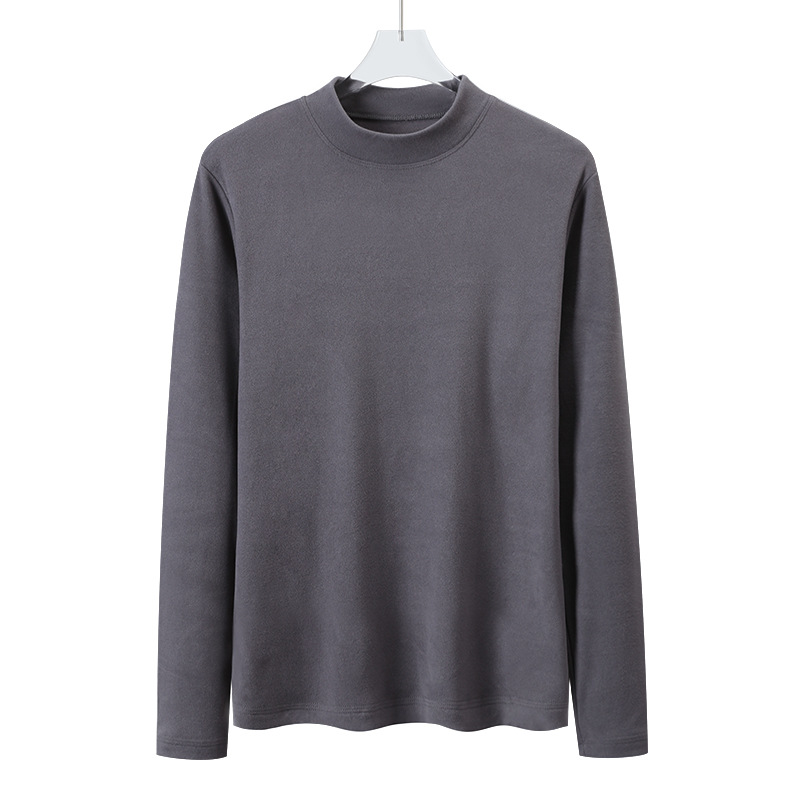 Cross-Border Wholesale Autumn and Winter Velvet Long-Sleeved Men's and Women's Double-Sided Velvet Long-Sleeved Sweatshirts for Young and Middle-Aged People Double-Sided Velvet Bottoming Shirts