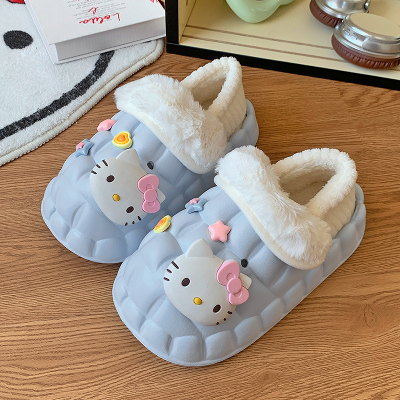 Kt Cat Cotton Slippers for Women to Wear Outside in Winter Non-Slip Waterproof Warm Indoor Home Cotton Shoes Dropshipping