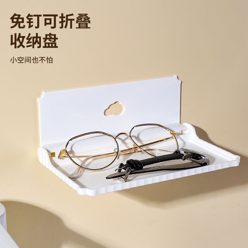 Foldable Storage Rack Wall-Mounted Foldableing Board Bathroom Storage Clothes Bathroom Storage Wall-Mounted Punch-Free Storage Rack