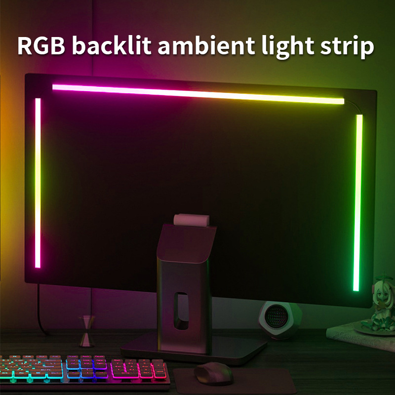 Cross-Border Rgb Atmosphere Light with Bedroom Room Display Tv Special Music Pickup Light Computer Desk Night Light