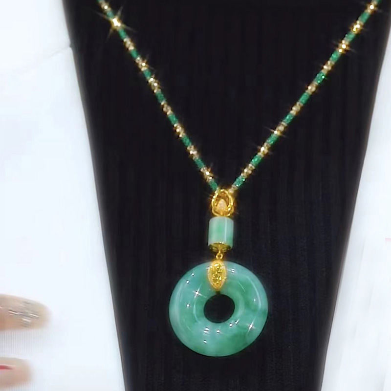 Оригинальный дизайн имитация нефритовая пряжка модная ожерелье с подвеской интернет популярная цепочка свитера