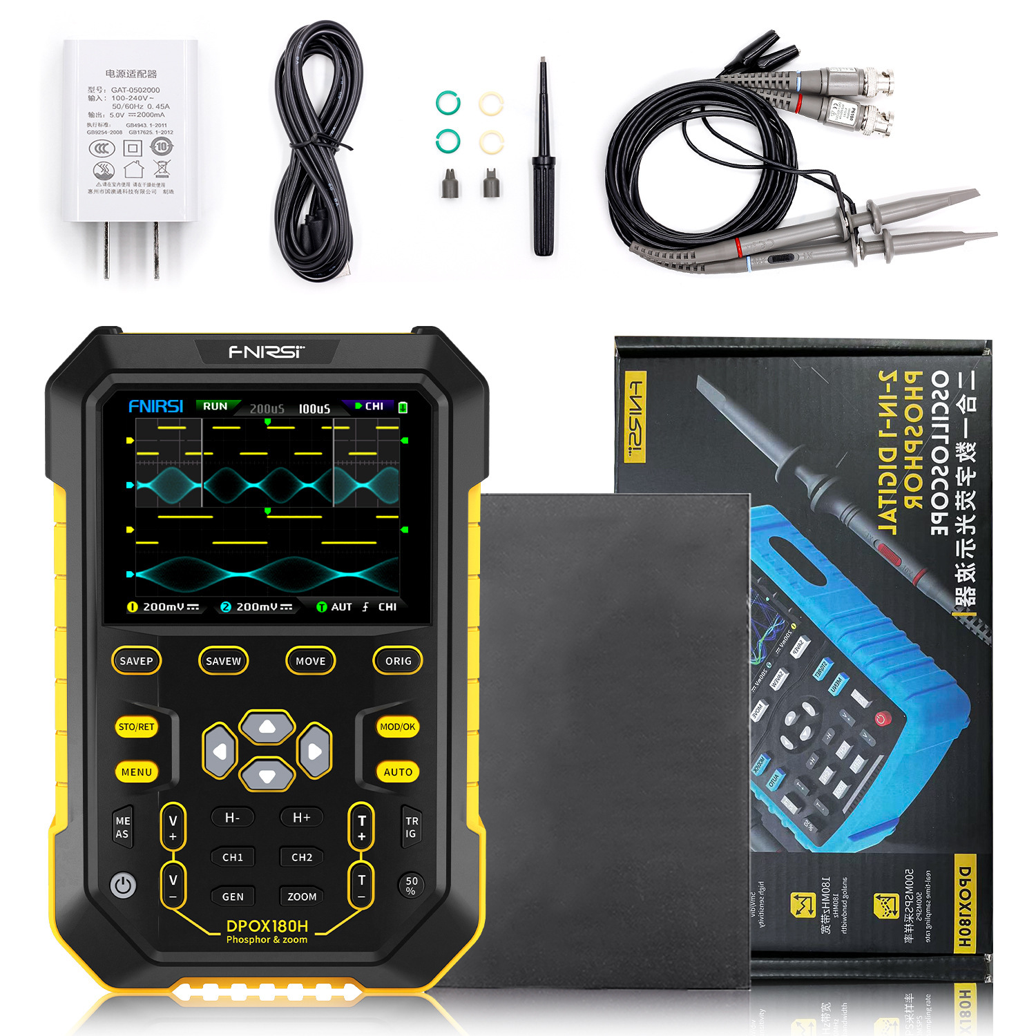 Dpox180H Handheld Fluorescent Digital Oscilloscope Dual-Channel Two-In-One Instrument for Auto Repair 180m Multi-Function