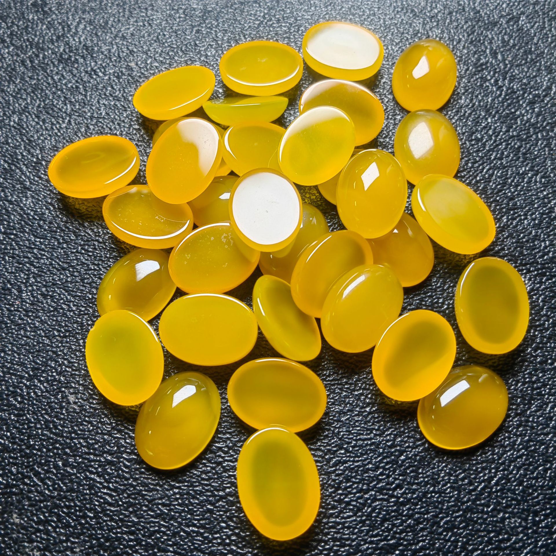 Natural Yellow Agate Ring Surface DIY Jewelry Accessories Yellow Chalcedony 10*14 Water Drop Ring Surface Wholesale Cultural Toys