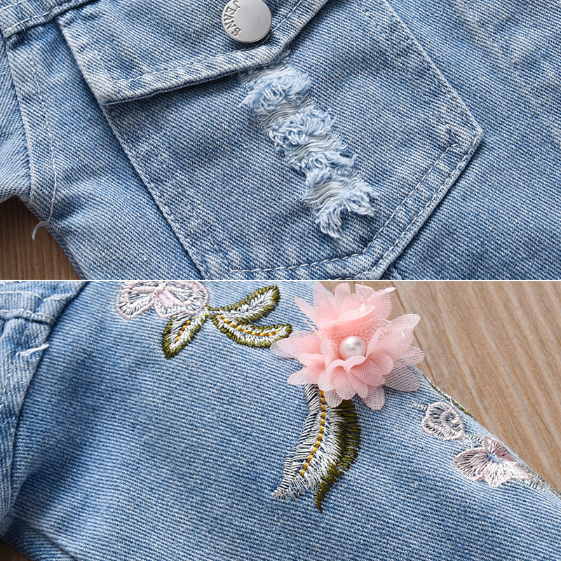 Girls Denim Tops Spring and Autumn 2025 New Children's Autumn Clothes Cute Korean Style Little Girls Casual Tops Top