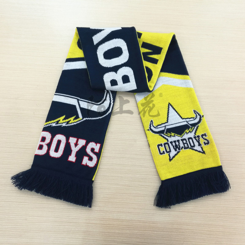 Acrylic Knitted Jacquard Football Scarf Customization Professional Game Promotion Scarf Factory Fan Scarf Customization