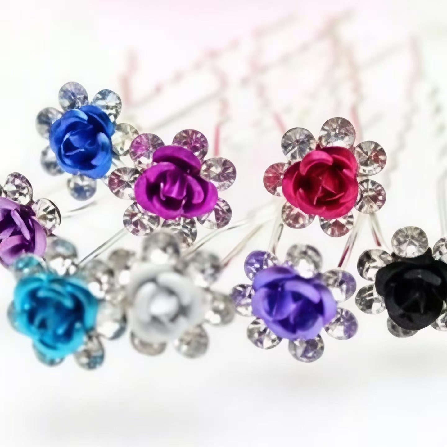 Заколка для волос невесты и подружки невесты, 7 алмазных U-образных заколок, аксессуары для причесок, бусы