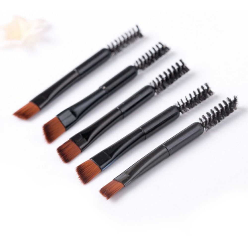 Mini Double Eyebrow Brush Short Portable Soft Brush Eyebrow Beauty Makeup Tool Beginner Spiral Eyelash Brush